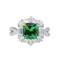 Load image into Gallery viewer, Milano Emerald American Diamond Silver Ring