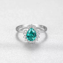 Load image into Gallery viewer, Barcelona Emerald American Diamond Silver Ring