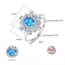 Load image into Gallery viewer, Flowery Blue Topaz American Diamond Silver Ring