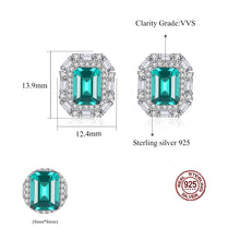 Load image into Gallery viewer, Emerald Gemstone Princess Cut Stud Silver Earrings