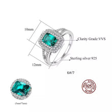 Load image into Gallery viewer, Emerald Princess Cut Gemstone Silver Ring