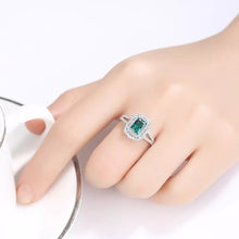 Load image into Gallery viewer, Emerald Princess Cut Gemstone Silver Ring