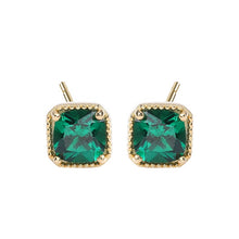 Load image into Gallery viewer, 18K Gold Plated Emerald Zircon Silver Earrings