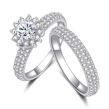 Load image into Gallery viewer, Parisian Eternal Flower Zircon Couple Silver Ring