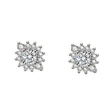 Load image into Gallery viewer, Minsk Flowery Zircon Studded Silver Earrings
