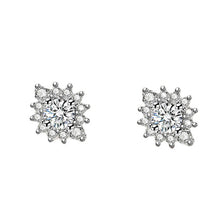 Load image into Gallery viewer, Minsk Flowery Zircon Studded Silver Earrings