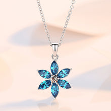 Load image into Gallery viewer, Blue Flowery Swarovski Crystal Silver Necklace