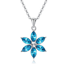 Load image into Gallery viewer, Blue Flowery Swarovski Crystal Silver Necklace