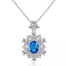 Load image into Gallery viewer, Flowery Blue Topaz Gemstone Silver Necklace