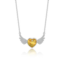 Load image into Gallery viewer, Gold Angel Wings Swarovski Crystal Silver Necklace