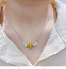Load image into Gallery viewer, Gold Angel Wings Swarovski Crystal Silver Necklace