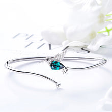 Load image into Gallery viewer, Elegant Green Bird Swarovski Crystal Silver Bracelet