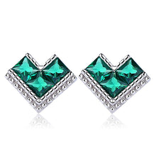 Load image into Gallery viewer, Radiant Green Rhinestone Crystal Silver Earrings