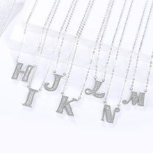 Load image into Gallery viewer, Initials Alphabet H-N Pendant Zircon Silver Necklace