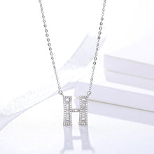 Load image into Gallery viewer, Initials Alphabet H-N Pendant Zircon Silver Necklace