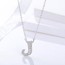 Load image into Gallery viewer, Initials Alphabet H-N Pendant Zircon Silver Necklace
