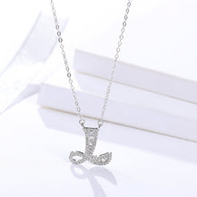Load image into Gallery viewer, Initials Alphabet H-N Pendant Zircon Silver Necklace