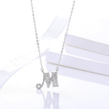 Load image into Gallery viewer, Initials Alphabet H-N Pendant Zircon Silver Necklace
