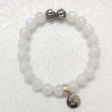 Load image into Gallery viewer, Natural Moonstone Silver Bead Bracelet (8 MM)