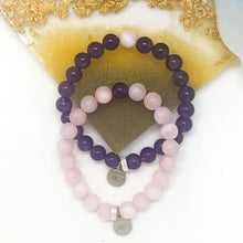 Load image into Gallery viewer, Rose Quartz And Amethyst Couple Bracelet (8 MM)