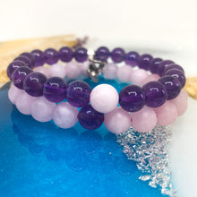 Load image into Gallery viewer, Rose Quartz And Amethyst Couple Bracelet (8 MM)