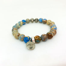 Load image into Gallery viewer, Sea Blue Jasper Stone Silver Bead Bracelet (8 MM)