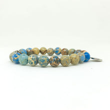 Load image into Gallery viewer, Sea Blue Jasper Stone Silver Bead Bracelet (8 MM)