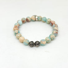Load image into Gallery viewer, Snake Jasper Stone Silver Bead Bracelet (8 MM)
