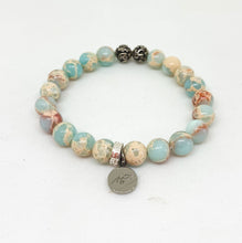 Load image into Gallery viewer, Snake Jasper Stone Silver Bead Bracelet (8 MM)