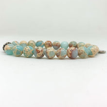 Load image into Gallery viewer, Snake Jasper Stone Silver Bead Bracelet (8 MM)