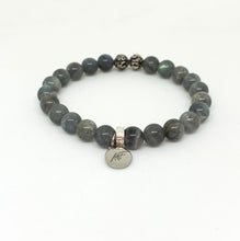 Load image into Gallery viewer, Labradorite Stone Silver Bead Bracelet (8 MM)