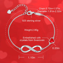 Load image into Gallery viewer, Infinity Swarovski Crystal Adjustable Silver Bracelet