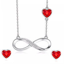 Load image into Gallery viewer, Infinity Swarovski Crystal Silver Necklace Set
