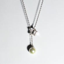Load image into Gallery viewer, Star au Pearl Zircon Pendant Lariat Silver Necklace