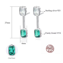 Load image into Gallery viewer, Emerald Gemstone Long Stud Silver Earrings