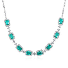 Load image into Gallery viewer, Venetian Emerald American Diamond Silver Necklace