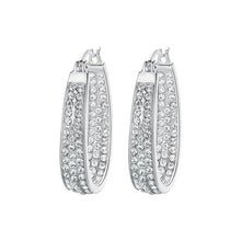 Load image into Gallery viewer, White Swarovski Crystal Hoop Silver Earrings