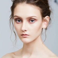 Load image into Gallery viewer, White Swarovski Crystal Hoop Silver Earrings