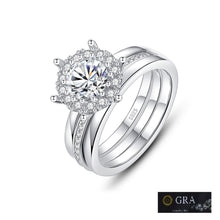Load image into Gallery viewer, Princess Solitaire MOISSANITE Triple Band Silver Ring

