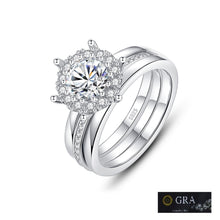 Load image into Gallery viewer, Princess Solitaire MOISSANITE Triple Band Silver Ring