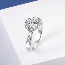 Load image into Gallery viewer, Flowery Solitaire MOISSANITE Women Silver Ring