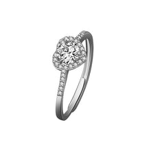 Load image into Gallery viewer, Heart Solitaire MOISSANITE Adjustable Silver Ring