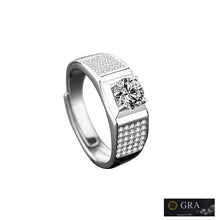 Load image into Gallery viewer, Men's Moissanite silver ring with square center stone