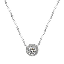 Load image into Gallery viewer, White Zircon Solitaire Micro Inlaid Silver Necklace