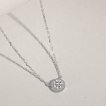Load image into Gallery viewer, White Zircon Solitaire Micro Inlaid Silver Necklace