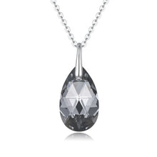 Load image into Gallery viewer, Milano Black Drop Swarovski Silver Necklace