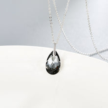 Load image into Gallery viewer, Milano Black Drop Swarovski Silver Necklace