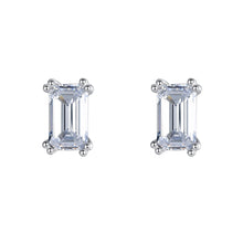 Load image into Gallery viewer, Mini Rectangular White Zircon Stud Silver Earrings
