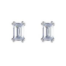 Load image into Gallery viewer, Mini Rectangular White Zircon Stud Silver Earrings