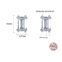 Load image into Gallery viewer, Mini Rectangular White Zircon Stud Silver Earrings
